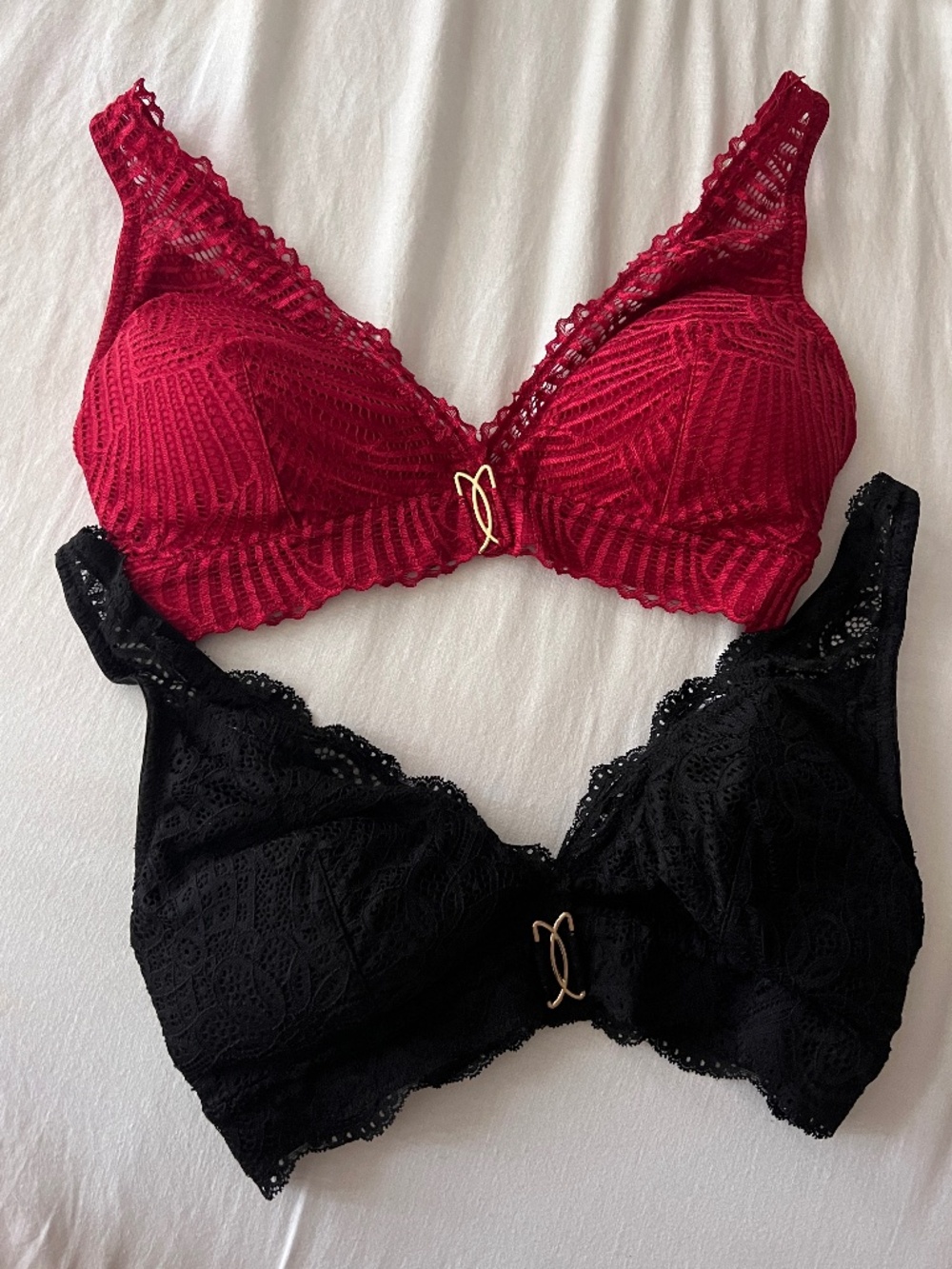 TEO MILANO LACE BRAS (black +red)